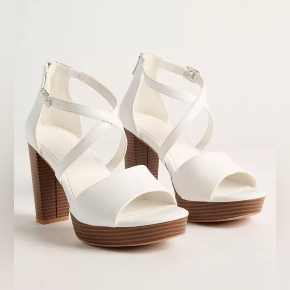 Crisscross Platform Heeled Sandal